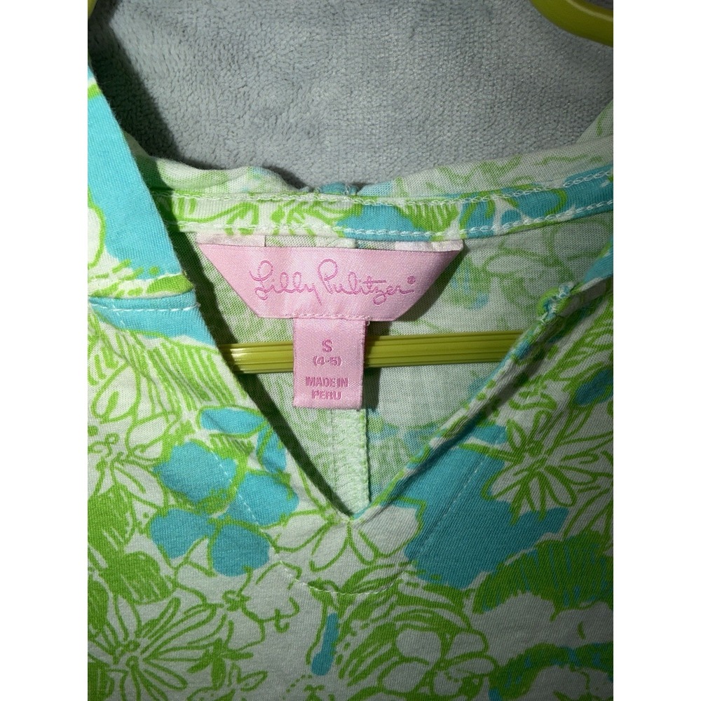 Lilly Pulitzer Little Noelle Dress Girls XS 4-5 Green Its A Zoo Panda Hooded S - Picture 3 of 9